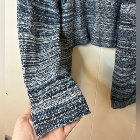 Eddie Bauer, size 2XL, 100% cotton blue cardigan, knit texture, draped front - Picture 2 of 6